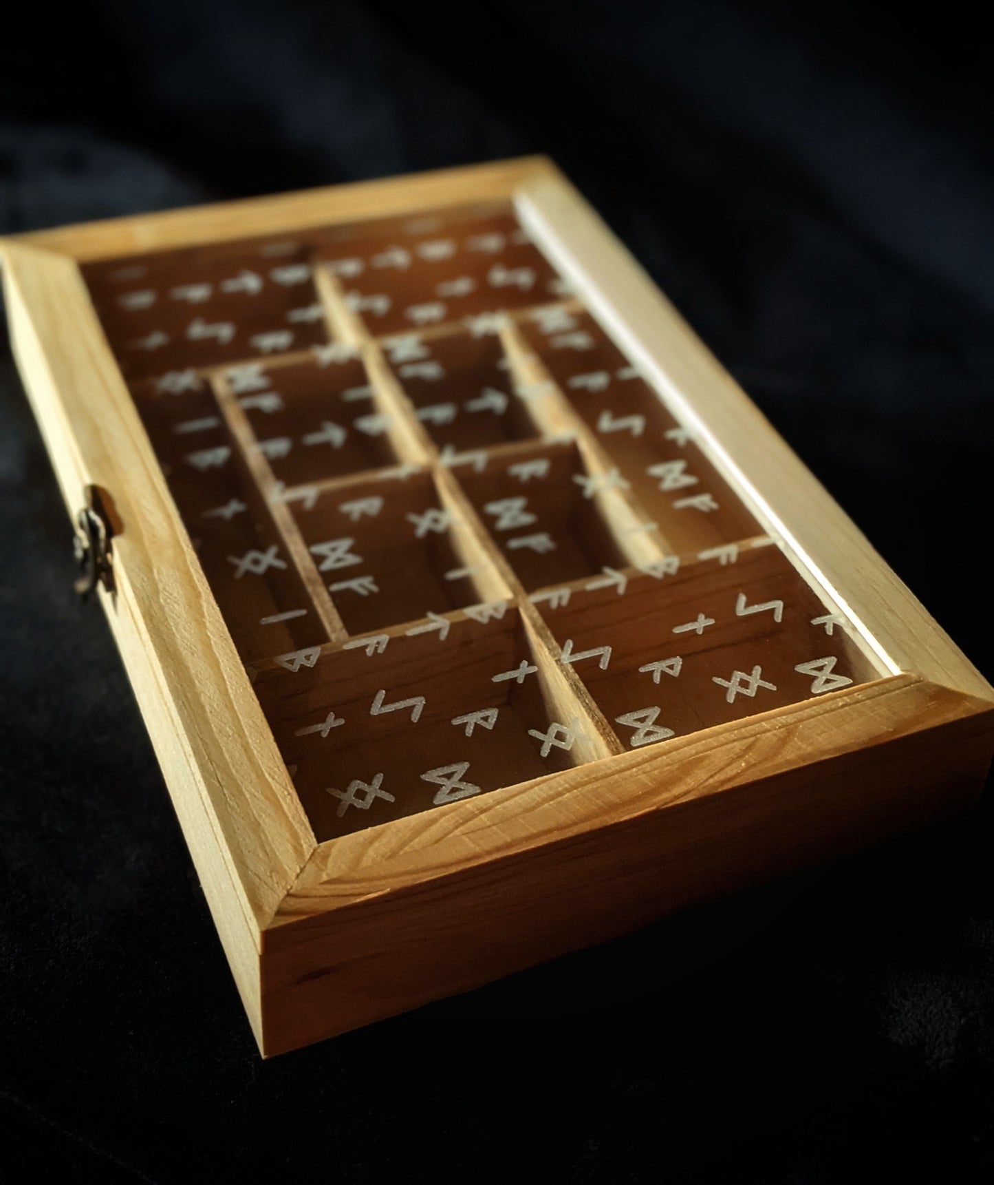 Large Engraved Altar Box Witch Box Norse Pagan Rune Box For Essential Oils, Rocks, Crystals, Personal Finds Asatru Gift Compartments