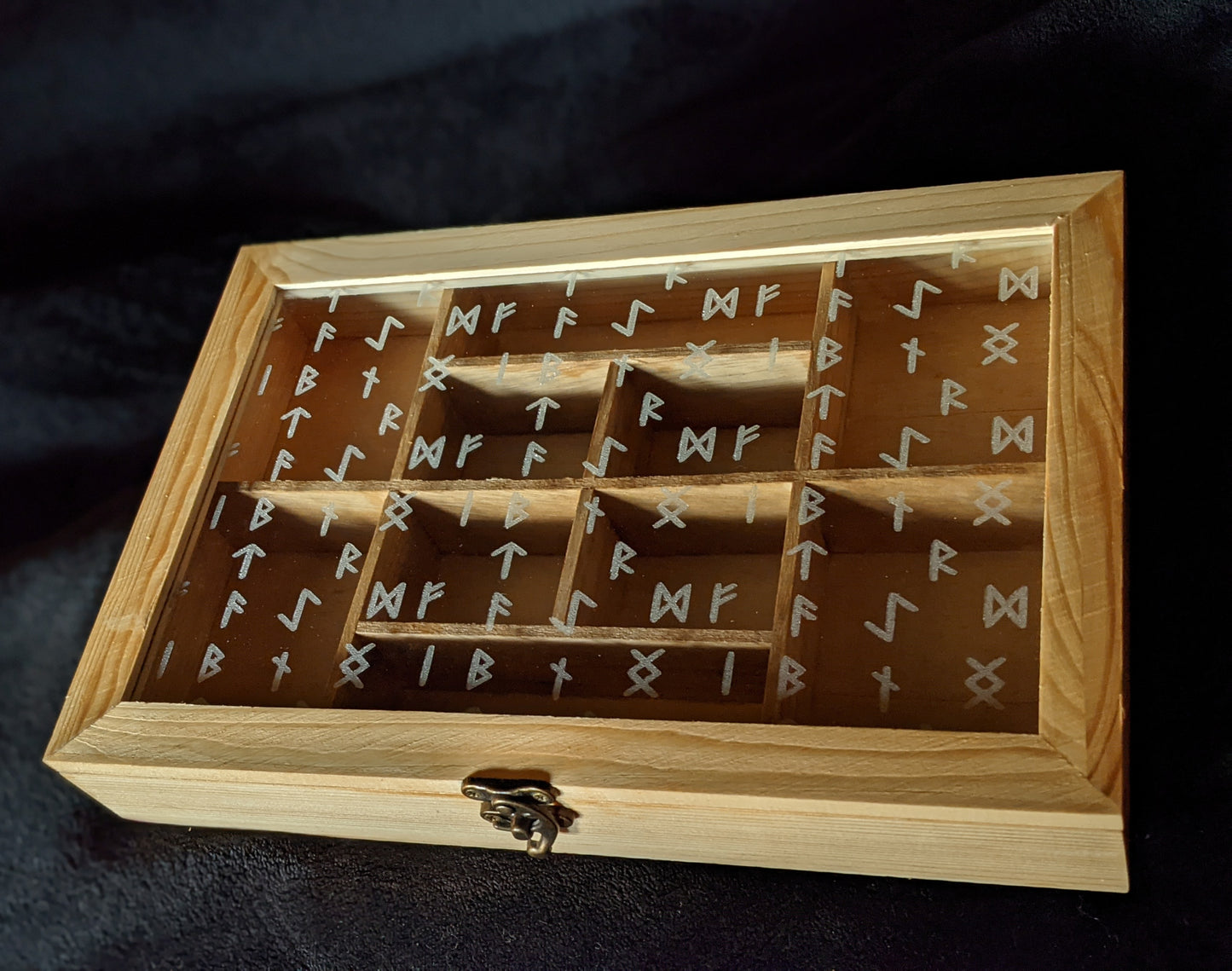 Large Engraved Altar Box Witch Box Norse Pagan Rune Box For Essential Oils, Rocks, Crystals, Personal Finds Asatru Gift Compartments