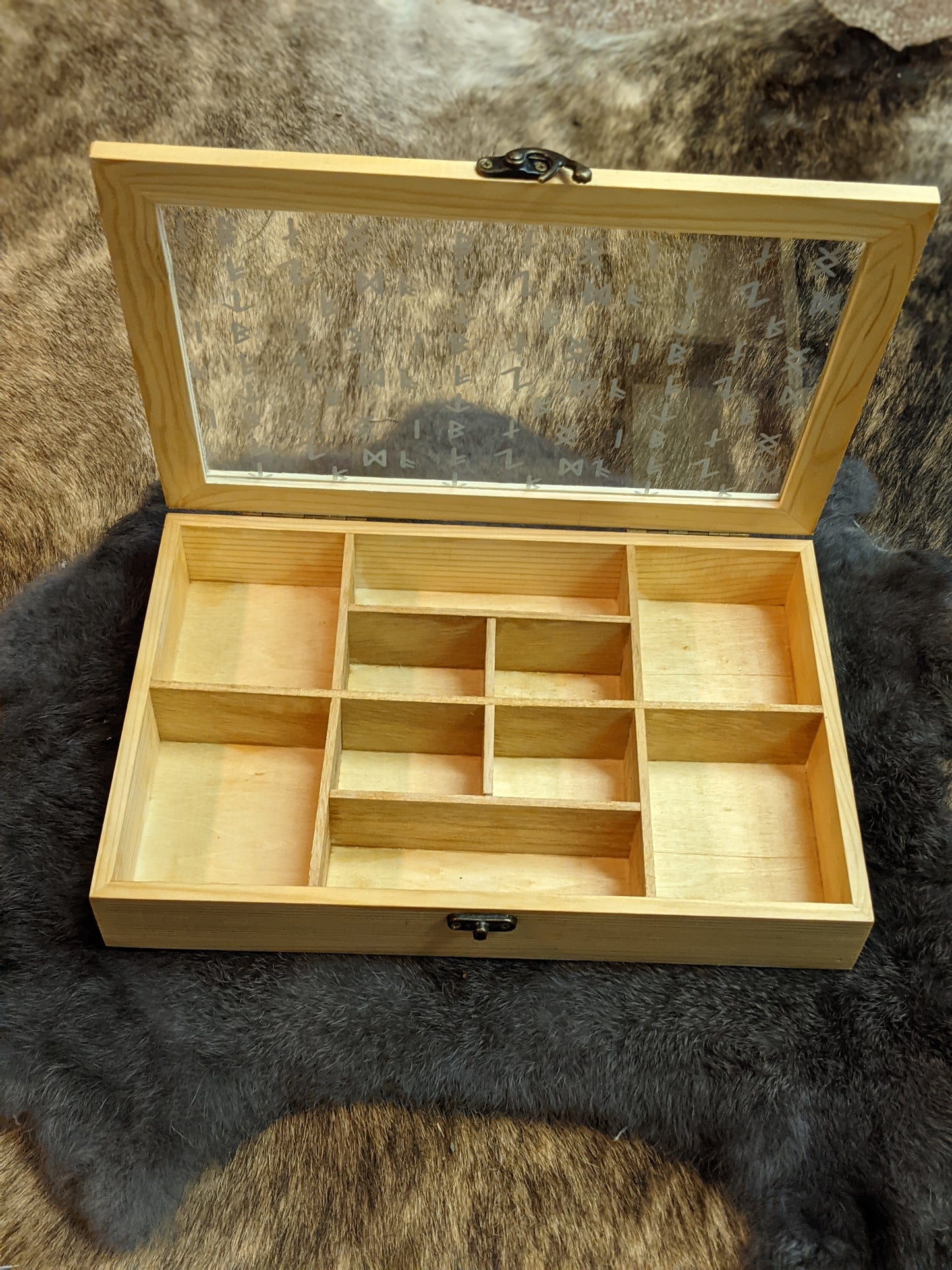 Large Engraved Altar Box Witch Box Norse Pagan Rune Box For Essential Oils, Rocks, Crystals, Personal Finds Asatru Gift Compartments