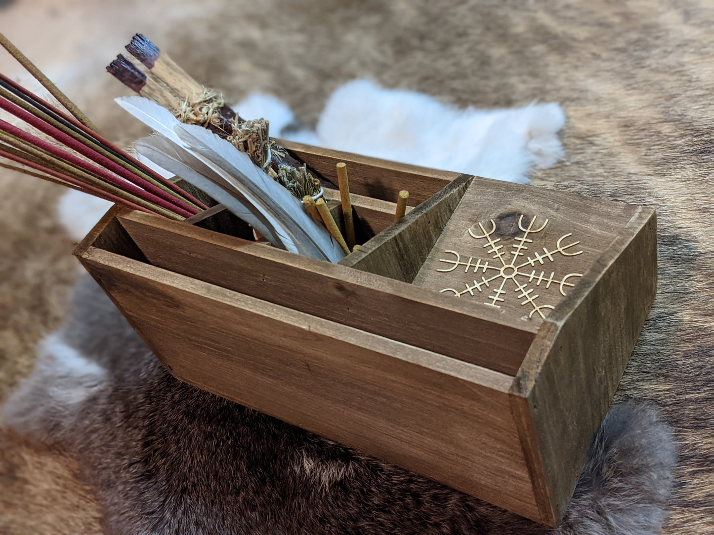 Power & Protection Norse Pagan Altar Box Asatru Storage Witch Supply Organizer Icelandic Stave Helm of Awe