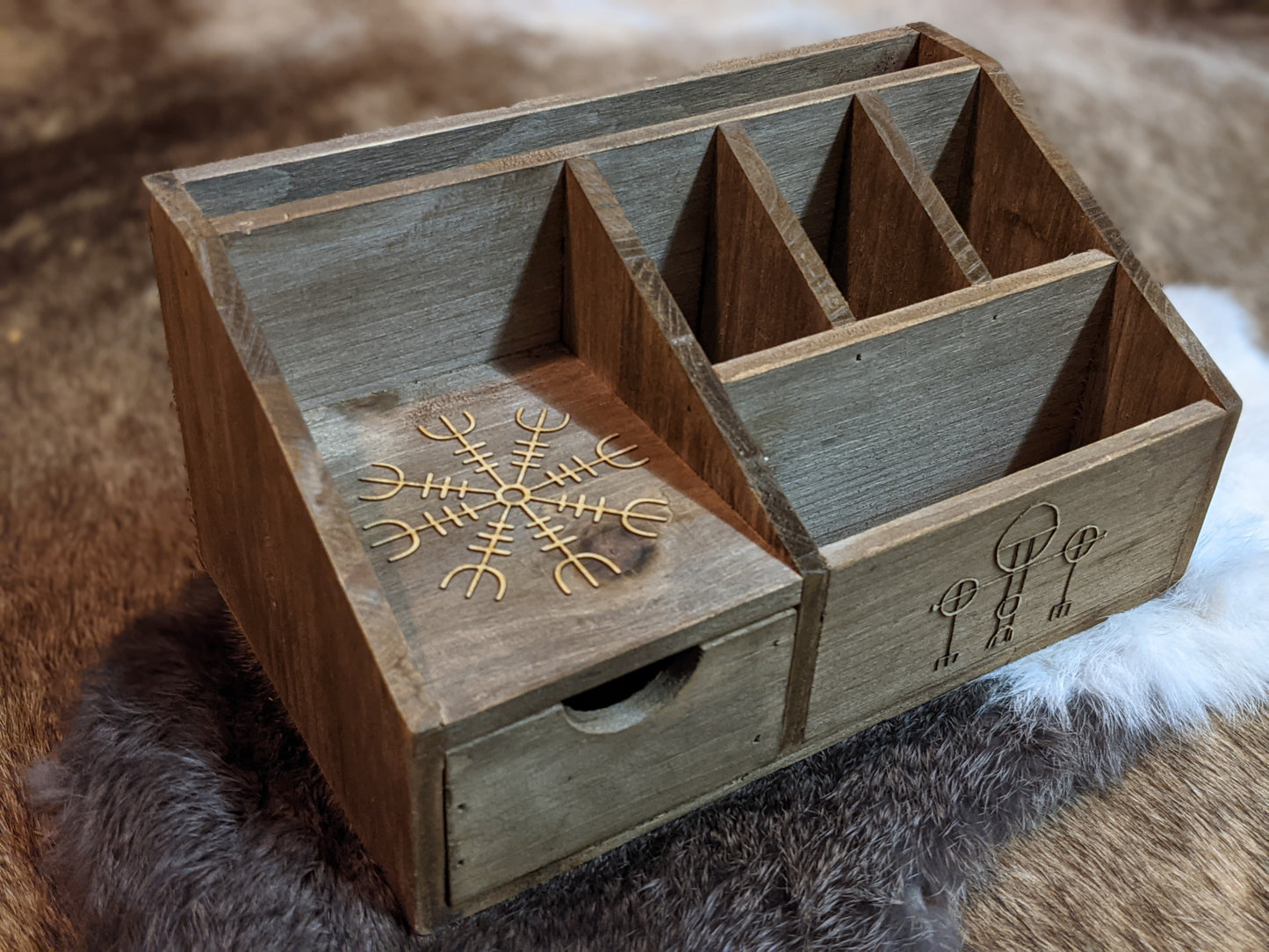 Power & Protection Norse Pagan Altar Box Asatru Storage Witch Supply Organizer Icelandic Stave Helm of Awe
