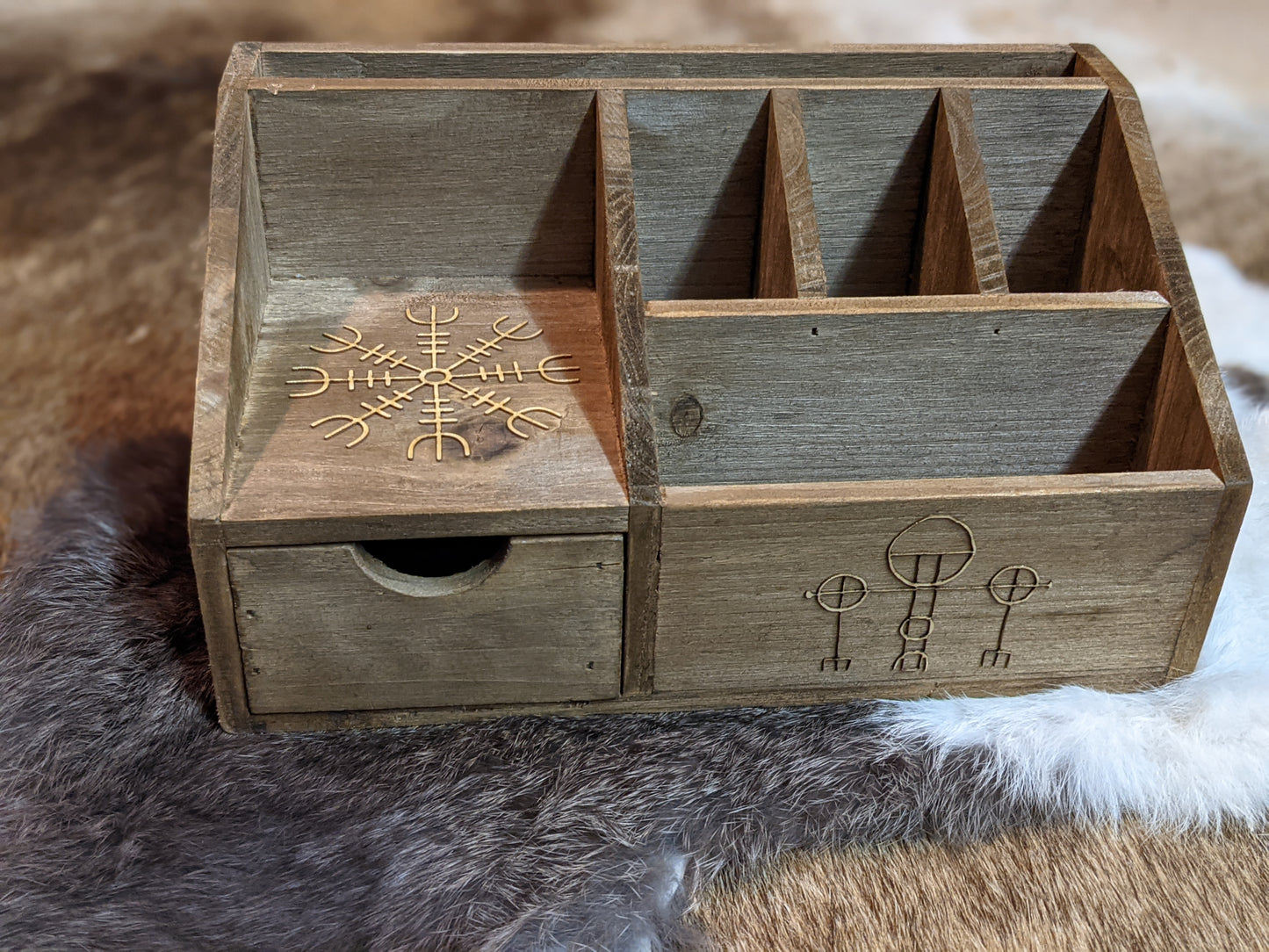 Power & Protection Norse Pagan Altar Box Asatru Storage Witch Supply Organizer Icelandic Stave Helm of Awe