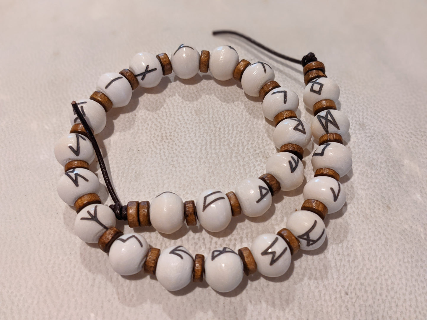 Bone Heathen Runic Meditation Beads Rune Bead Strand Shaman Asatru Volva Galdr Chain