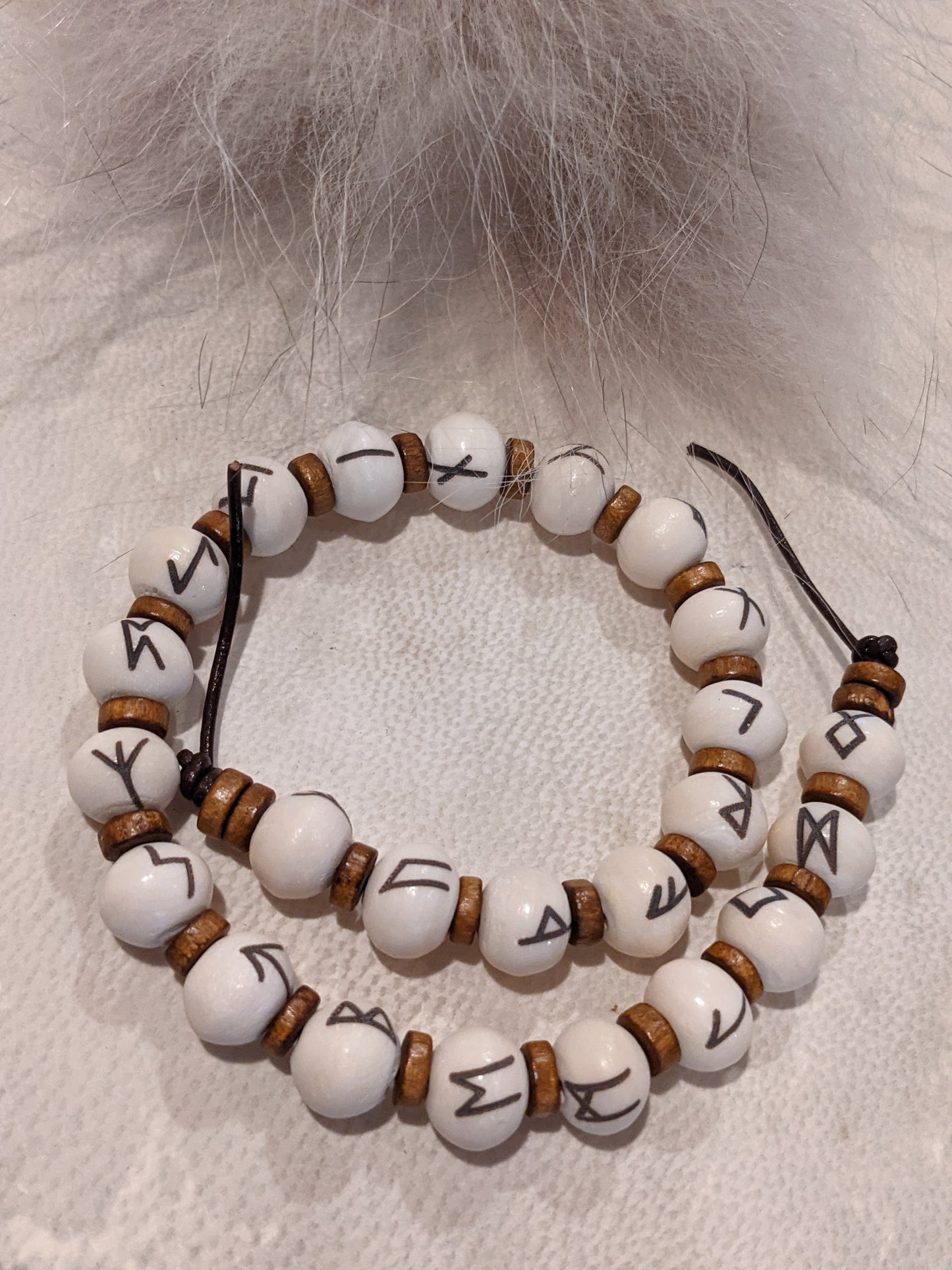 Bone Heathen Runic Meditation Beads Rune Bead Strand Shaman Asatru Volva Galdr Chain