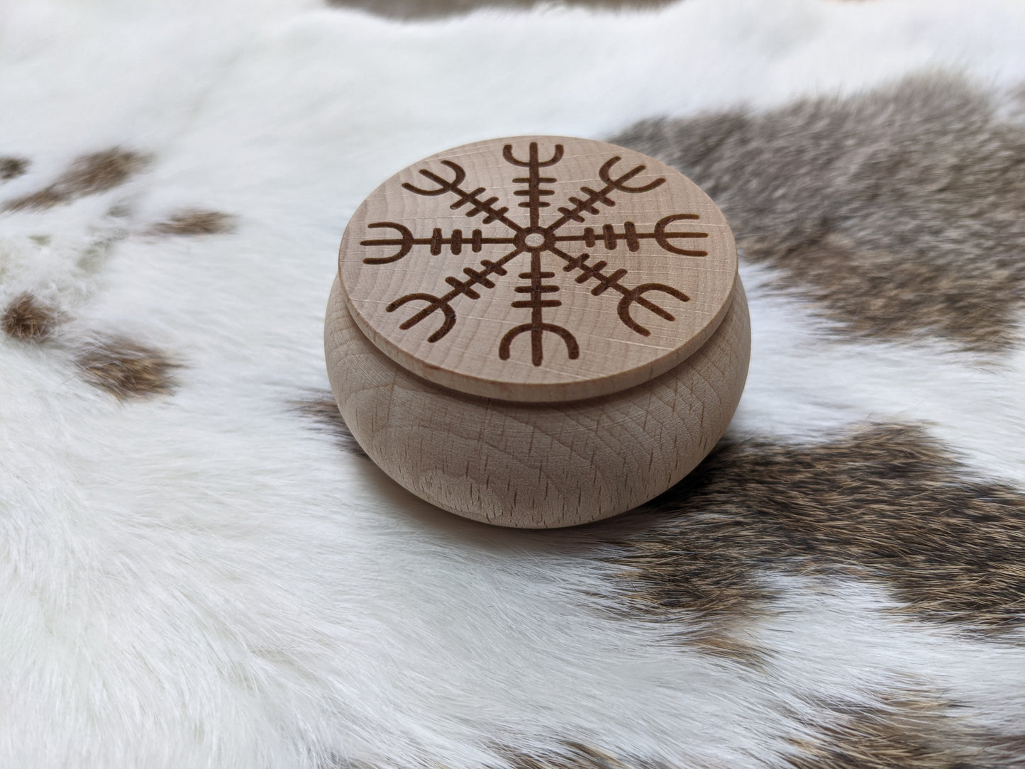 Hand Turned Alder Micro Mini Rune Set Elder Futhark Small Runes With Wood Box Helm of Awe