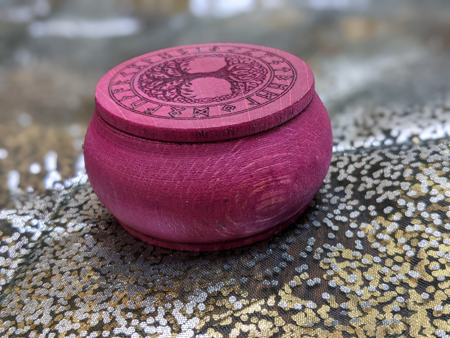 Naturally Dyed Purple Box | Purpleheart Runes | Mini Hand Turned Alder Rune Set