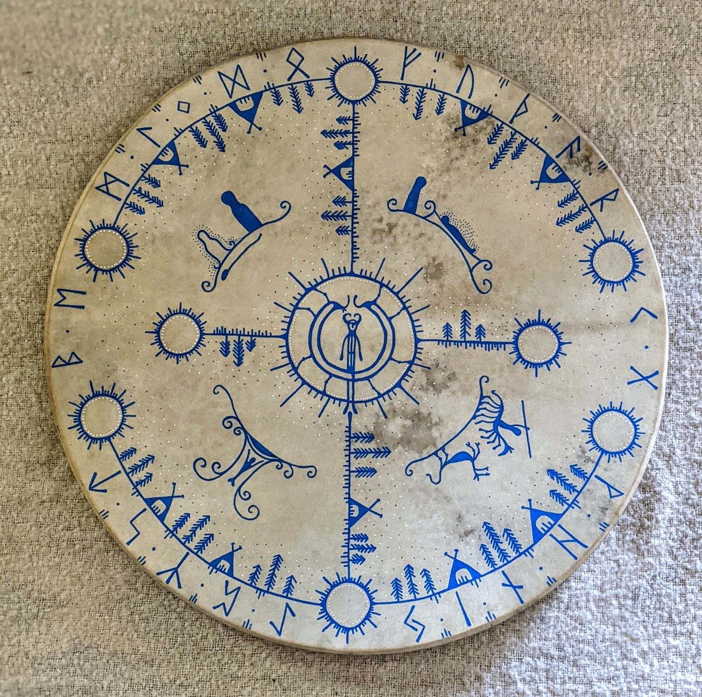 Óðinns Draumur / Óðinns Dream Big 30" Goat Hide Shaman Drum Hand Painted Norse Pagan Heathen Asatru