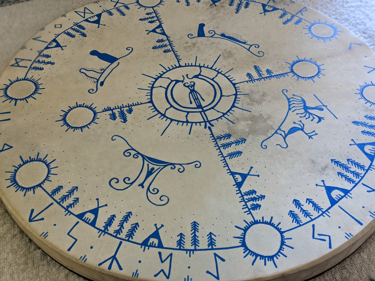 Óðinns Draumur / Óðinns Dream Big 30" Goat Hide Shaman Drum Hand Painted Norse Pagan Heathen Asatru