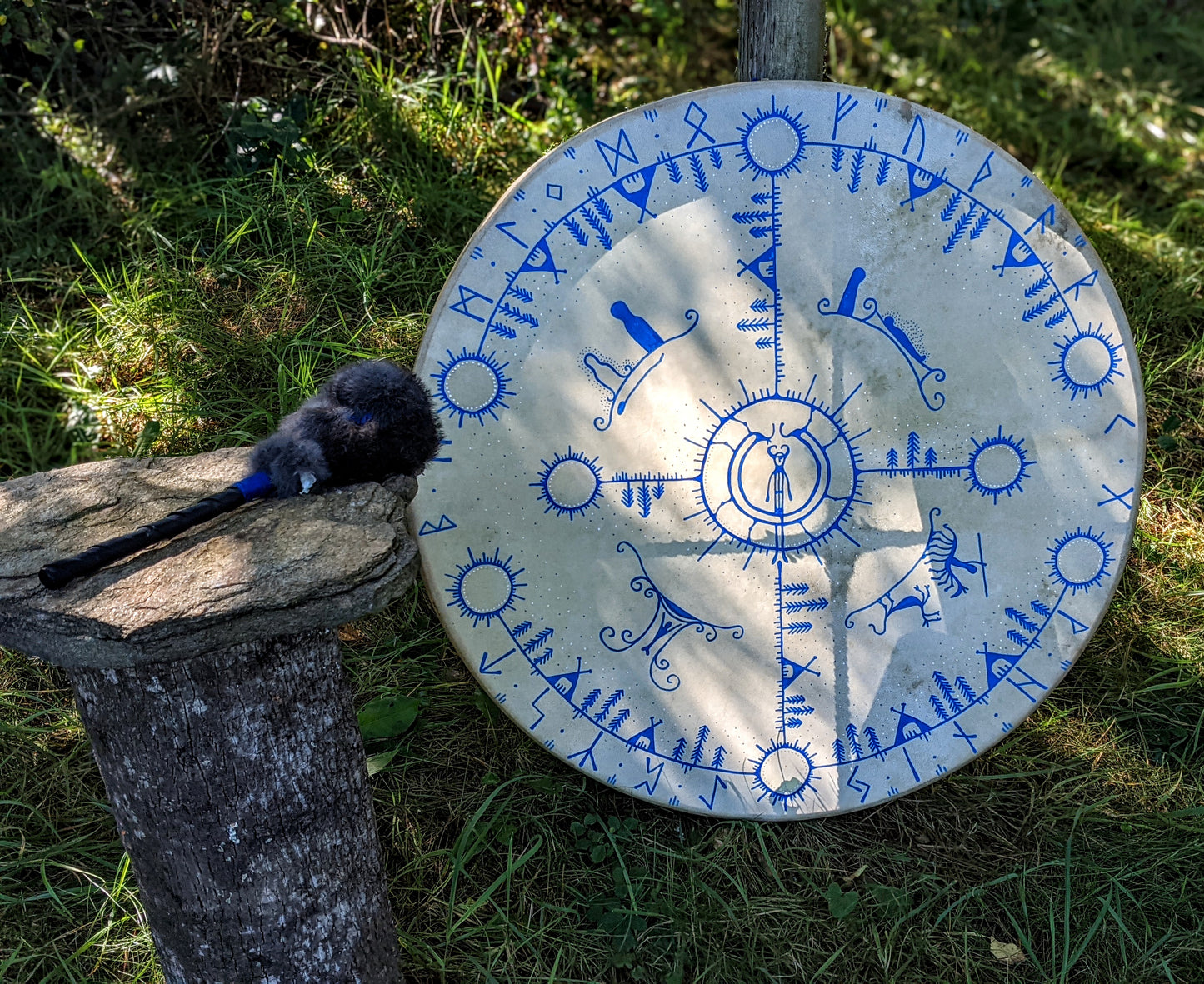 Óðinns Draumur / Óðinns Dream Big 30" Goat Hide Shaman Drum Hand Painted Norse Pagan Heathen Asatru