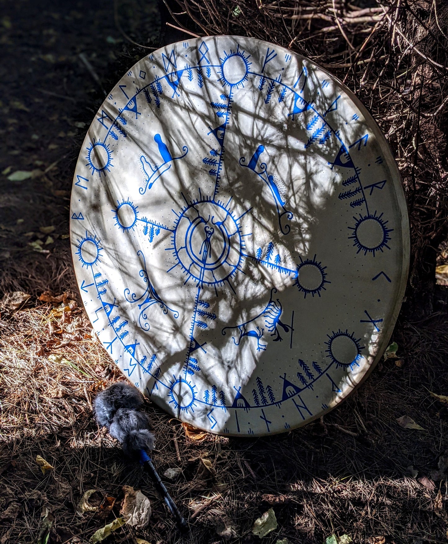 Óðinns Draumur / Óðinns Dream Big 30" Goat Hide Shaman Drum Hand Painted Norse Pagan Heathen Asatru