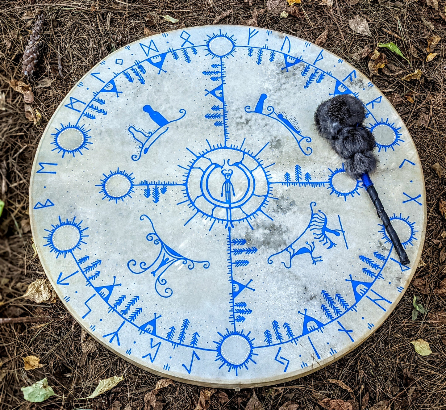 Óðinns Draumur / Óðinns Dream Big 30" Goat Hide Shaman Drum Hand Painted Norse Pagan Heathen Asatru