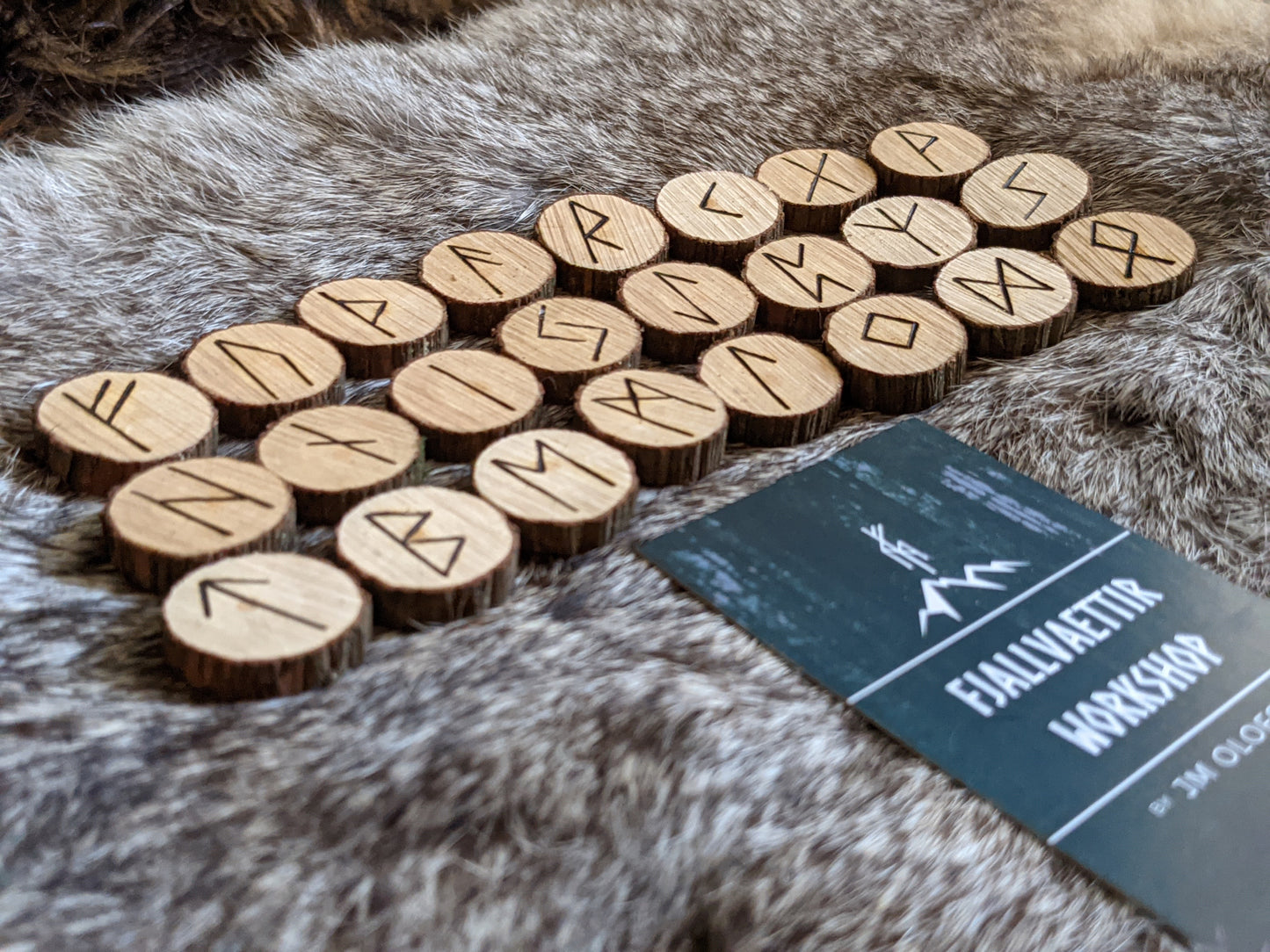 Mountain Laurel Evergreen Wood Rune Set Unique Elder Futhark Runes