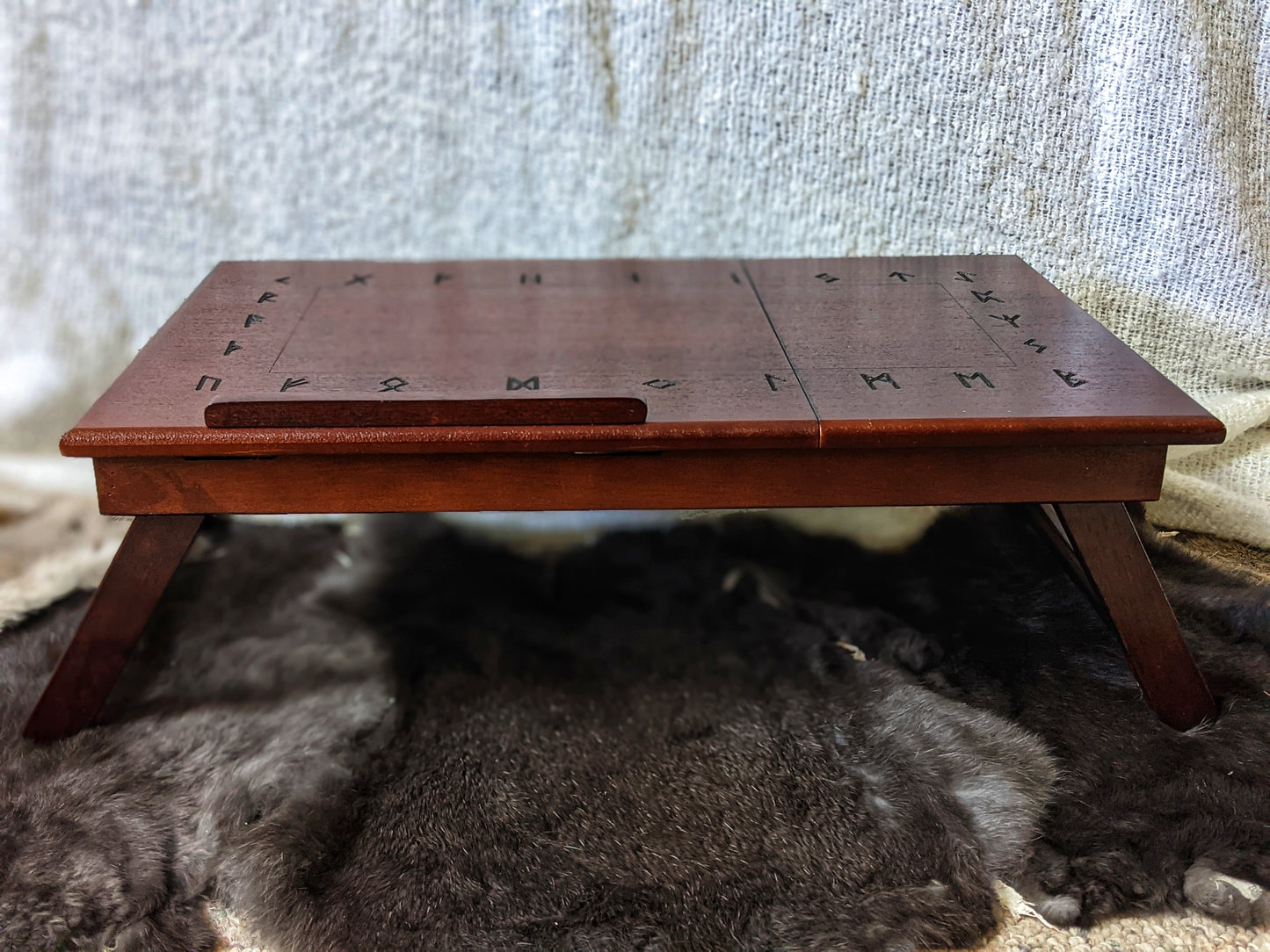 Solid Wood Folding Altar | Book Stand + Rune Drawer | Asatru Altar | Rune Altar | Norse Pagan | Heathen Altar | Portable Altar | Witch Altar
