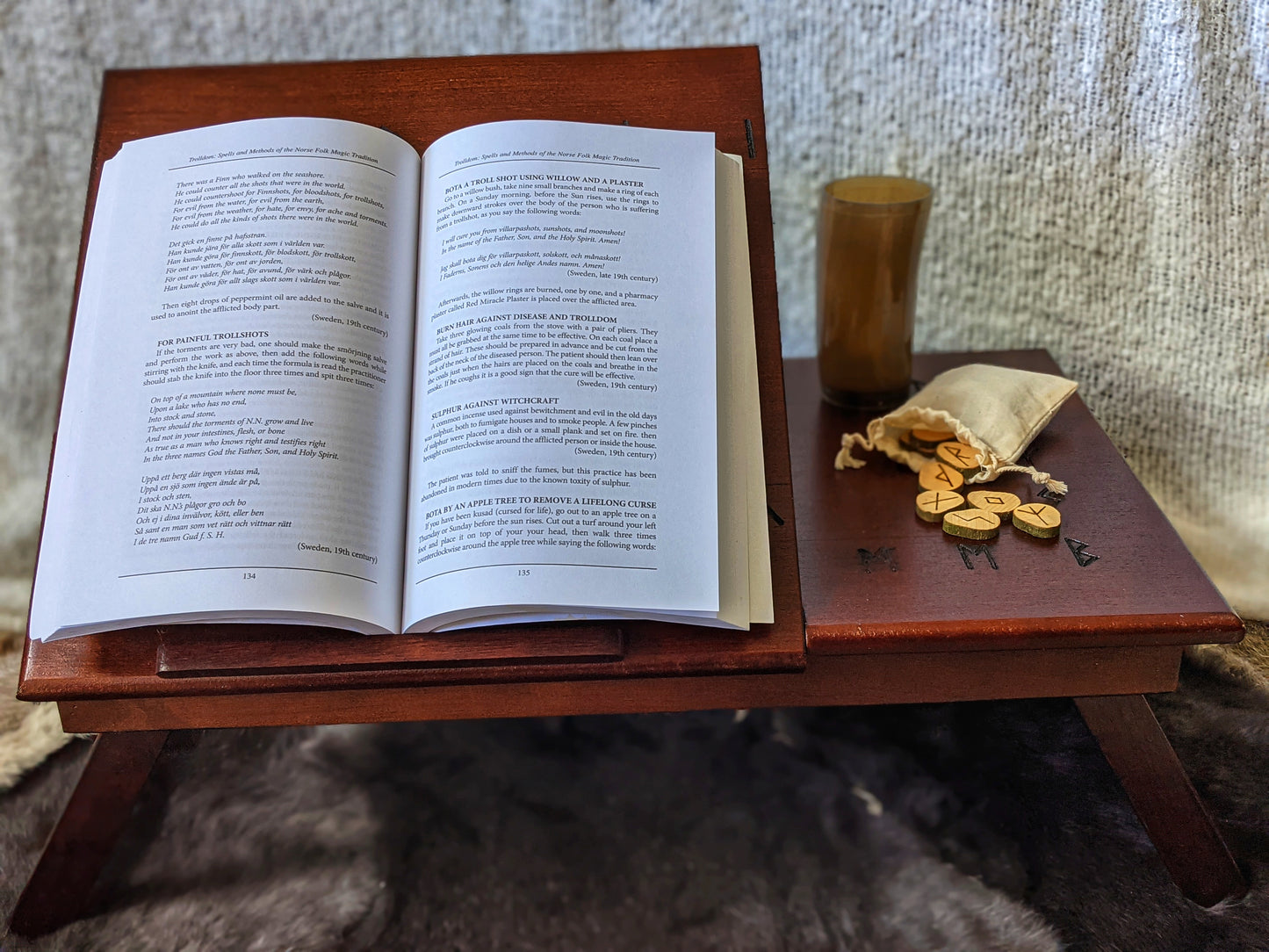 Solid Wood Folding Altar | Book Stand + Rune Drawer | Asatru Altar | Rune Altar | Norse Pagan | Heathen Altar | Portable Altar | Witch Altar