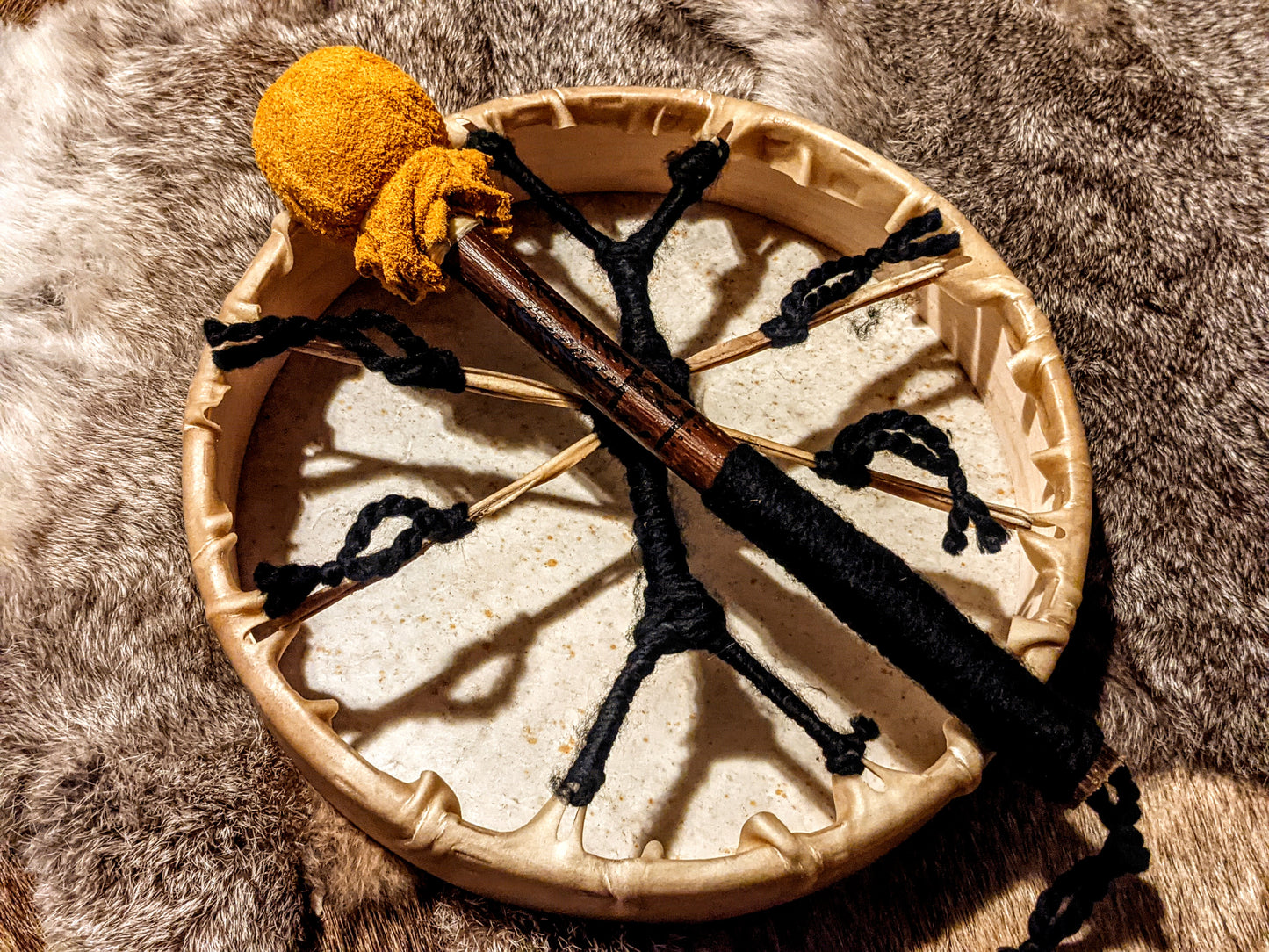10" Hand Painted Deer Hide Drum With Beater | Shamanic Journey | Norse Pagan | Shaman Drum