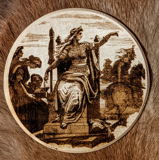 Frigga / Frigg Altar Plate | Frigg & Gna | Engraved Asatru Altar Art | Hofvarpnir | Heathen Altar | Norse Pagan Goddess