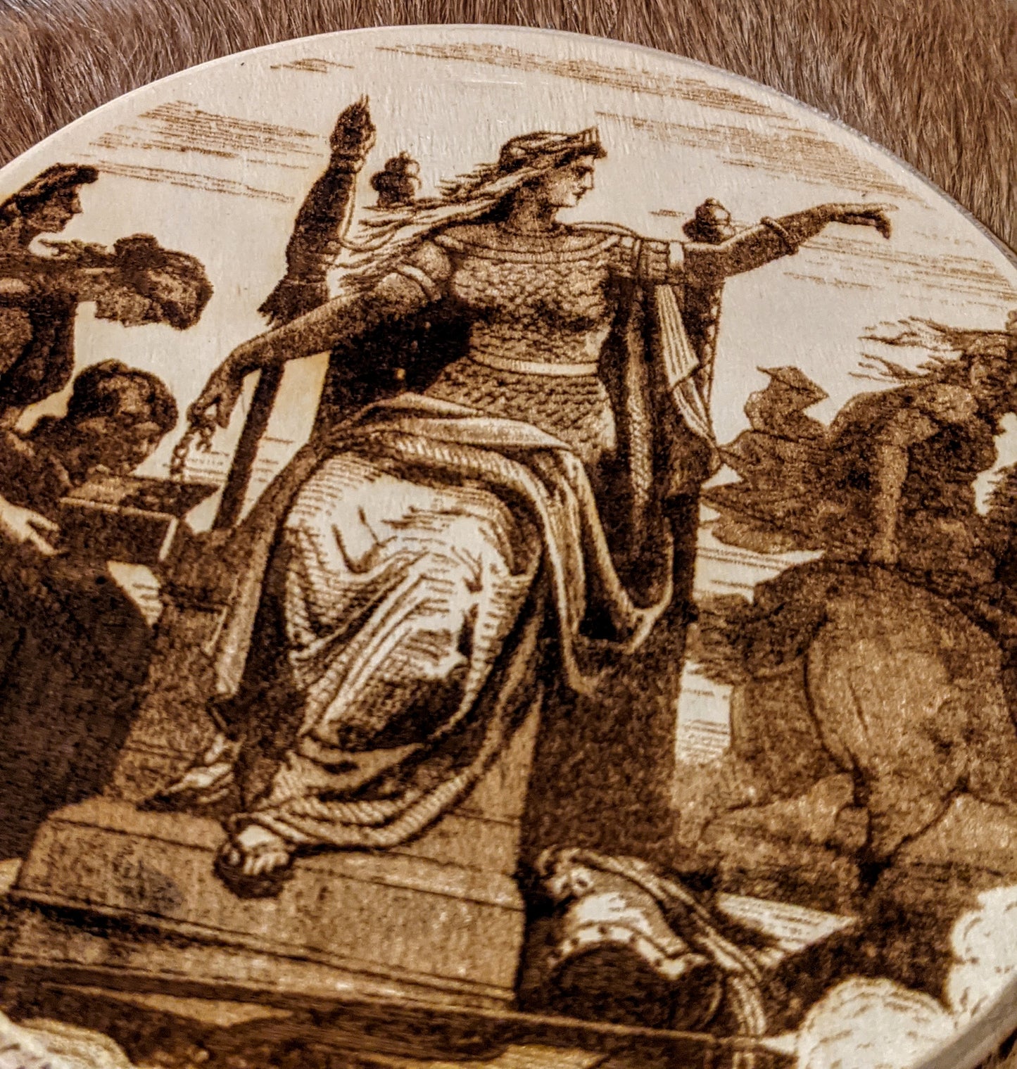 Frigga / Frigg Altar Plate | Frigg & Gna | Engraved Asatru Altar Art | Hofvarpnir | Heathen Altar | Norse Pagan Goddess