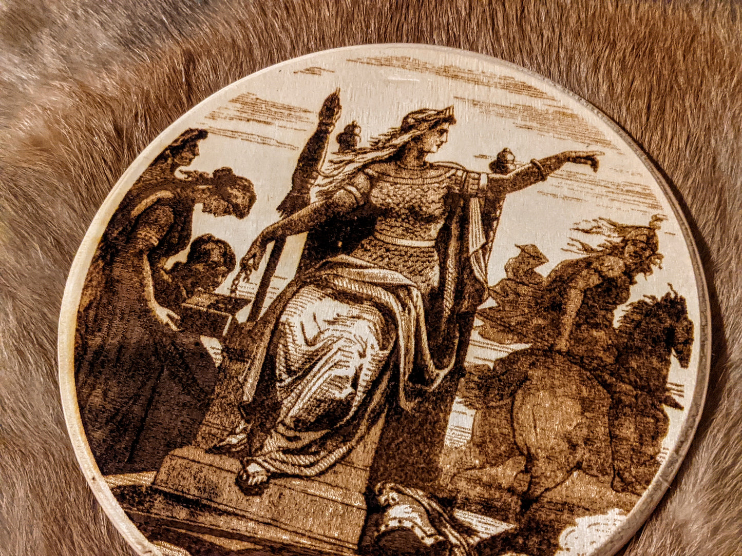 Frigga / Frigg Altar Plate | Frigg & Gna | Engraved Asatru Altar Art | Hofvarpnir | Heathen Altar | Norse Pagan Goddess