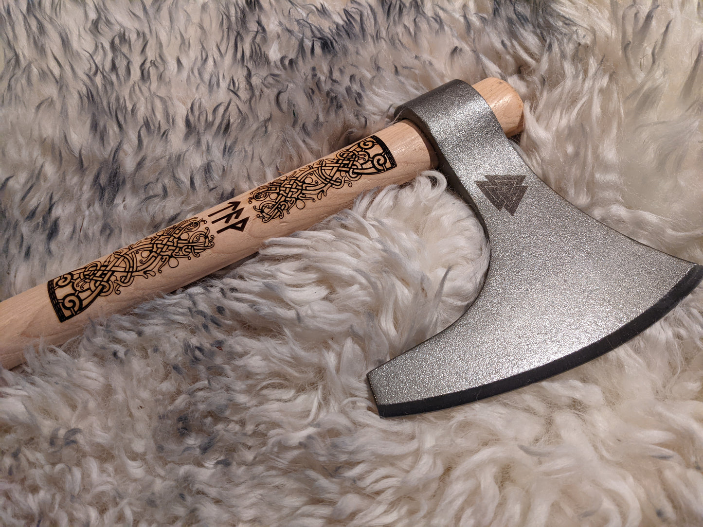 30" Bearded Viking Battle Axe Custom Rune Initials Engraved