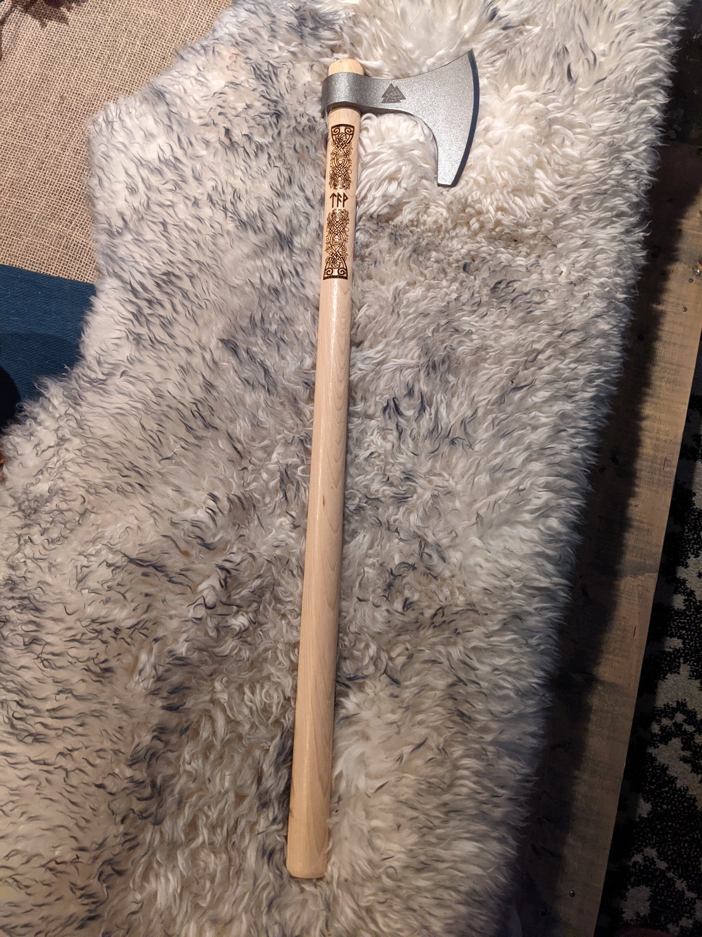 30" Bearded Viking Battle Axe Custom Rune Initials Engraved