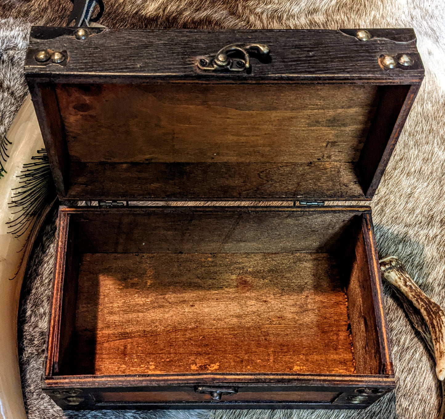 Dark Red Wood Norse Jelling Art Dragon Trunk | Wood Box | Pagan Box | Rune Box | Heathen | Viking