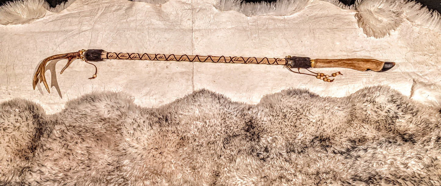 Hægrifótr Deer Antler Deer Leg Hoof Rune Shaman Staff Talking Stick Ceremonial Norse Pagan Staff