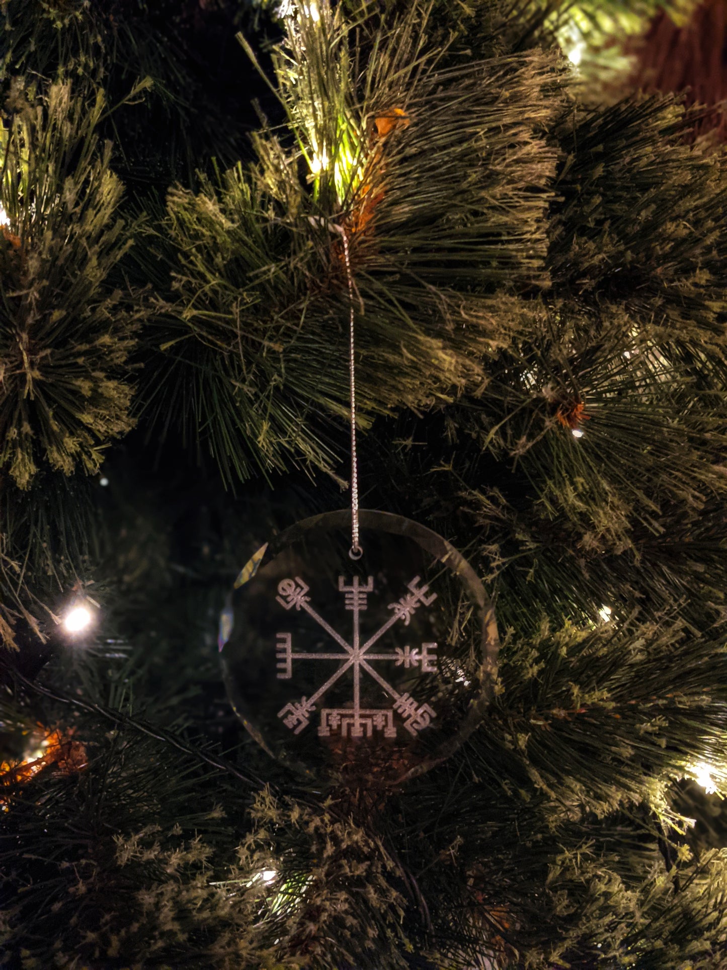 Faceted Crystal Vegvisir Ornament | Yule Ornament | Pagan Christmas | Pagan Gift | Asatru Gift