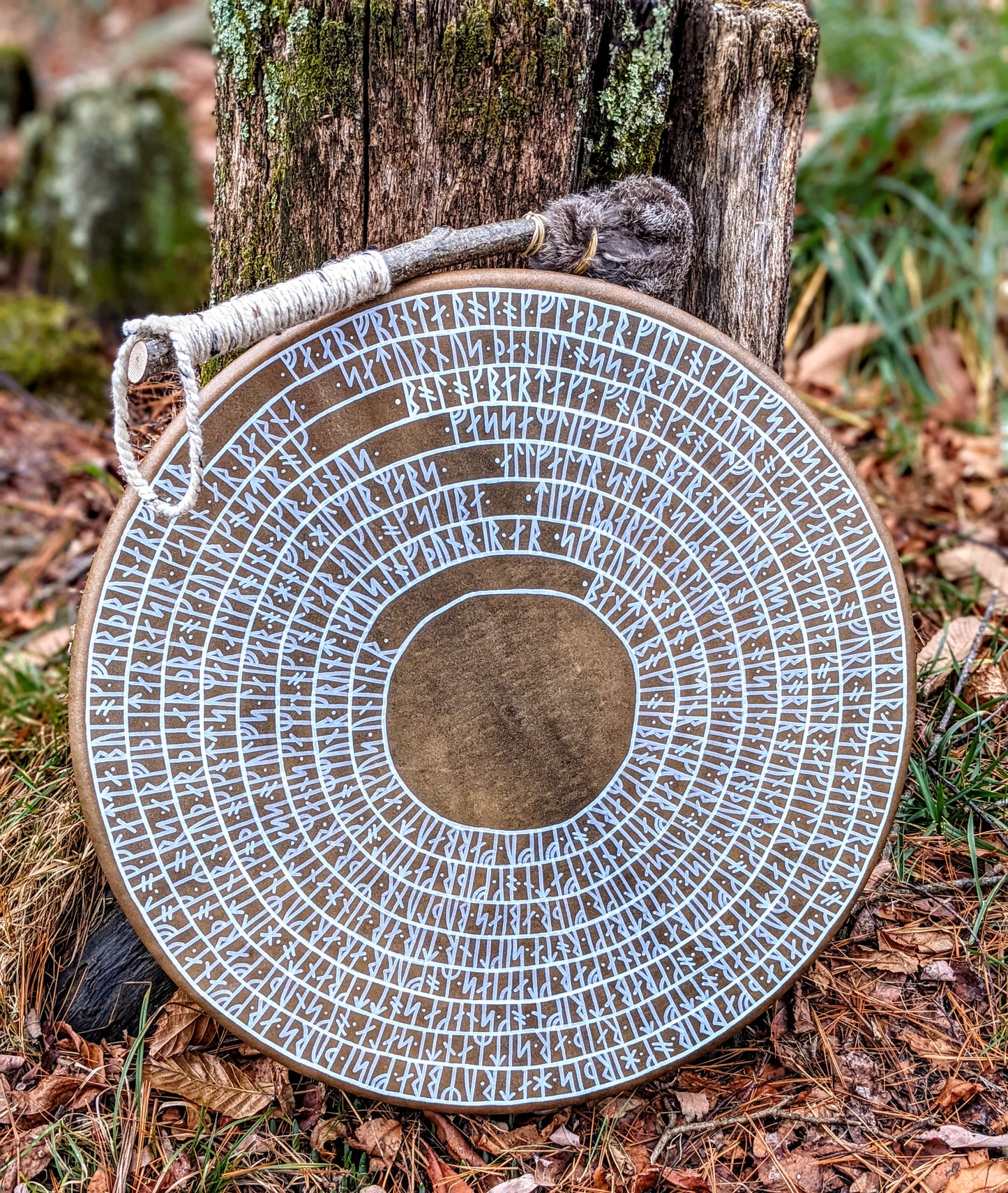 Runasöngr Hand Painted Shaman Drum | Icelandic Rune Poem | Younger Futhark
