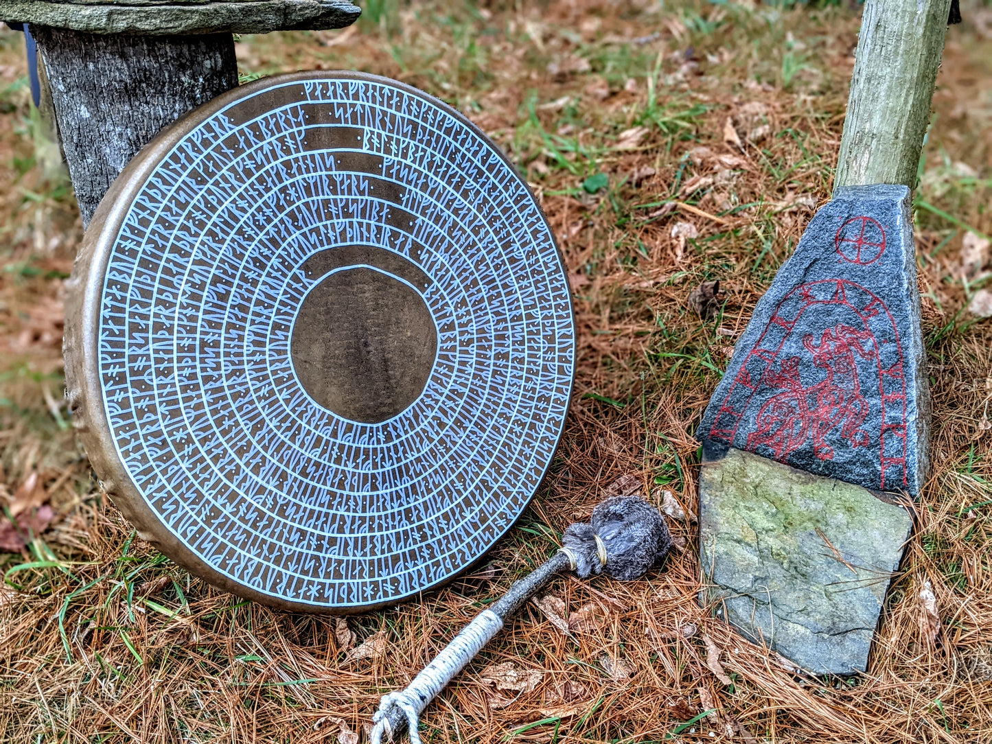 Runasöngr Hand Painted Shaman Drum | Icelandic Rune Poem | Younger Futhark