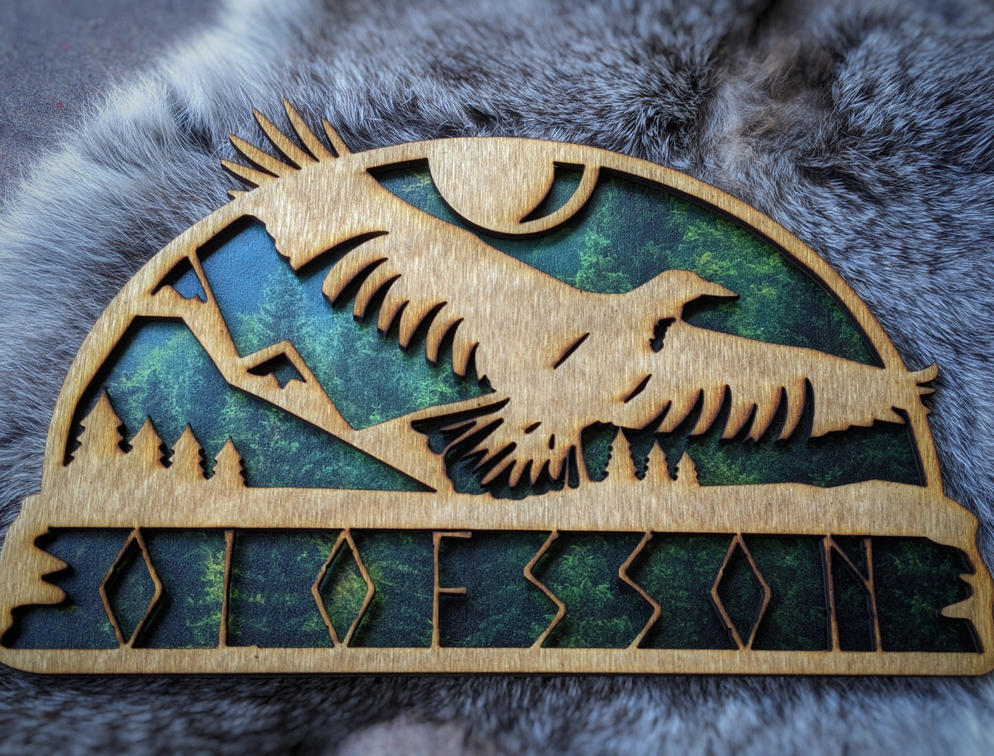 Custom Name Family Room Door Sign | Raven Decor | Rune Font Surname Sign