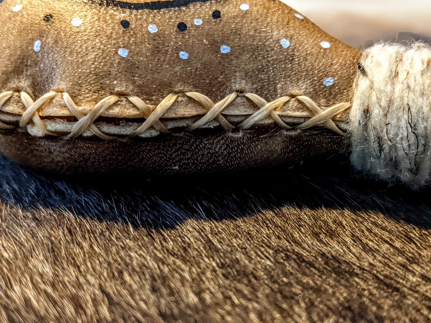 Winter Sol Sunwheel Elk Hide Norse Shaman Rattle Alder Handle Leather Hand Sewn