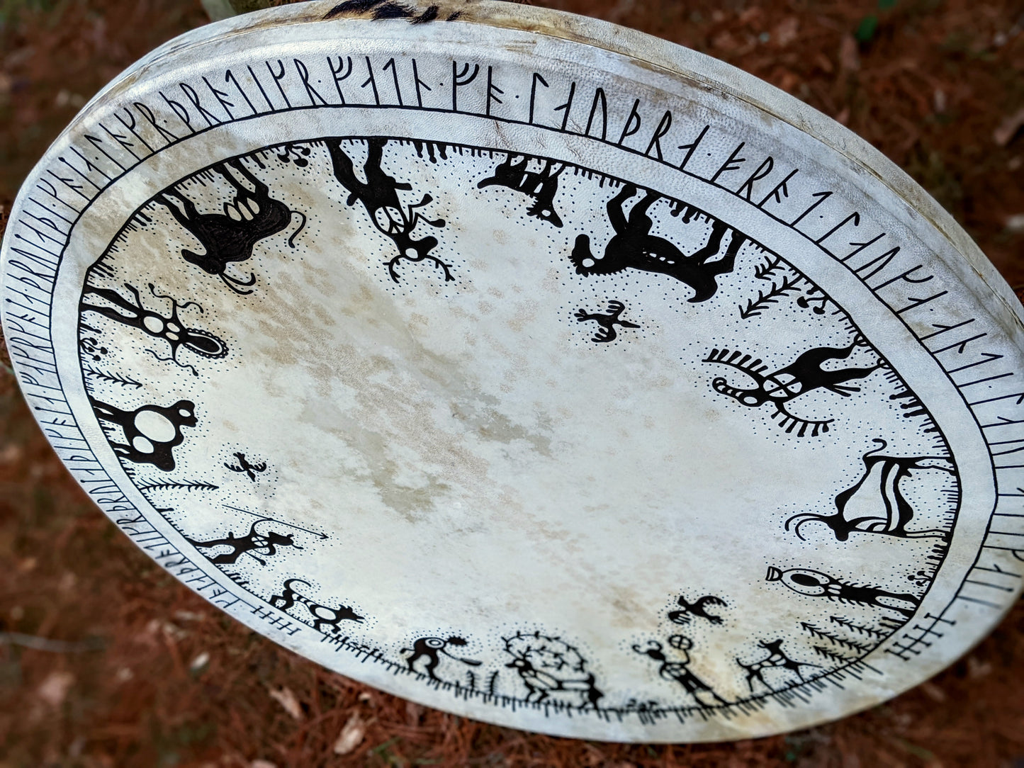 Water Song | Shaman Song Double Sided Goat Hide 38" Drum with Beads For Rain/Wave/Storm Effect