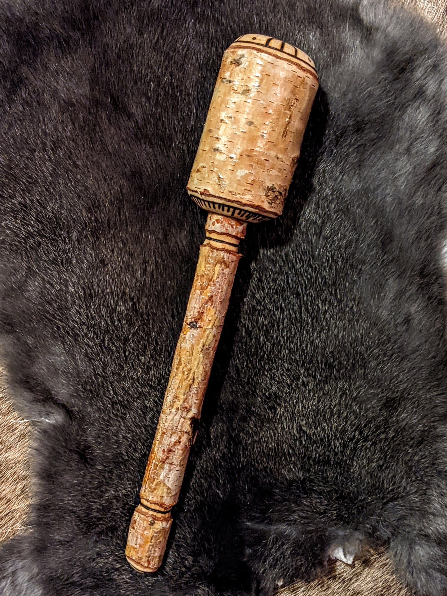 Morning Sun Hollowed Birch Branch Rattle | Sunwheel Art | Primitive Norse Pagan Art