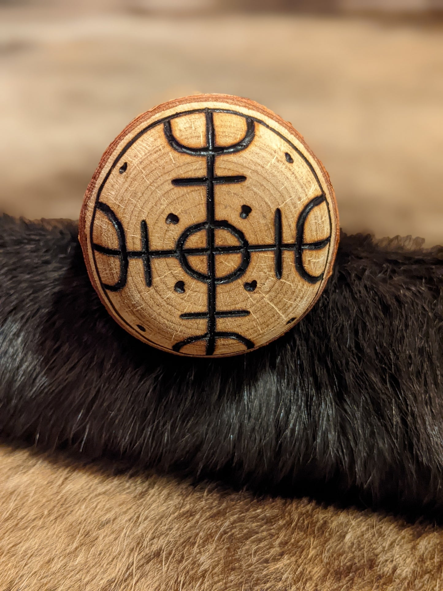 Morning Sun Hollowed Birch Branch Rattle | Sunwheel Art | Primitive Norse Pagan Art