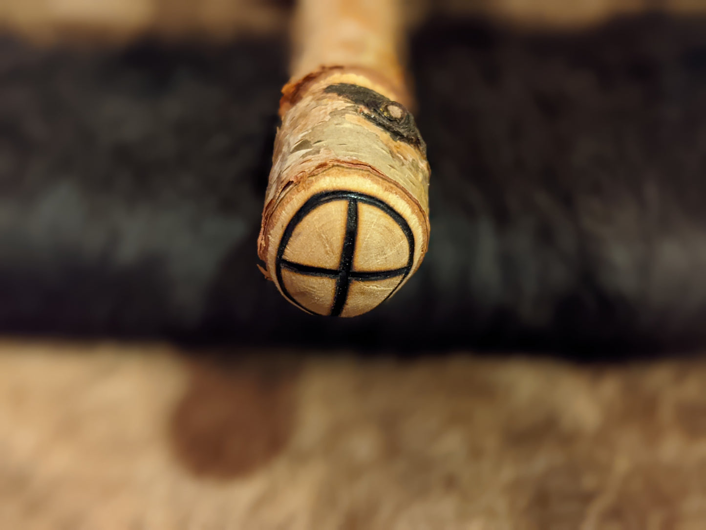 Morning Sun Hollowed Birch Branch Rattle | Sunwheel Art | Primitive Norse Pagan Art