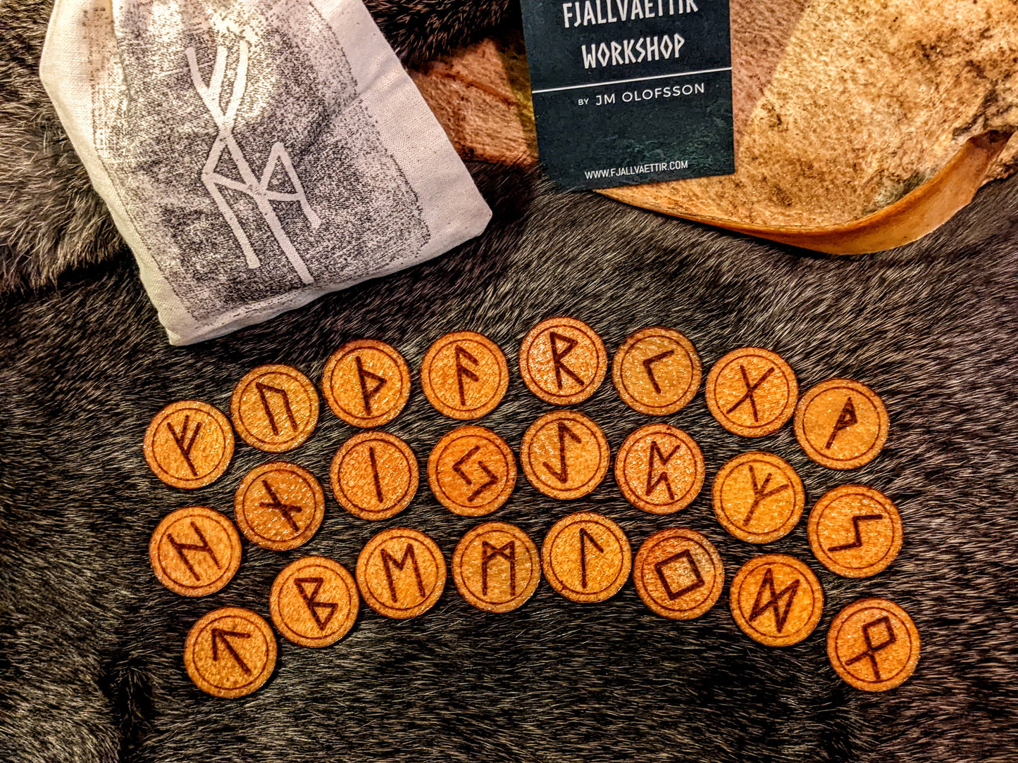 Genuine Bear Hide Elder Futhark Runes | Bear Skin Runes | Berserker Runes