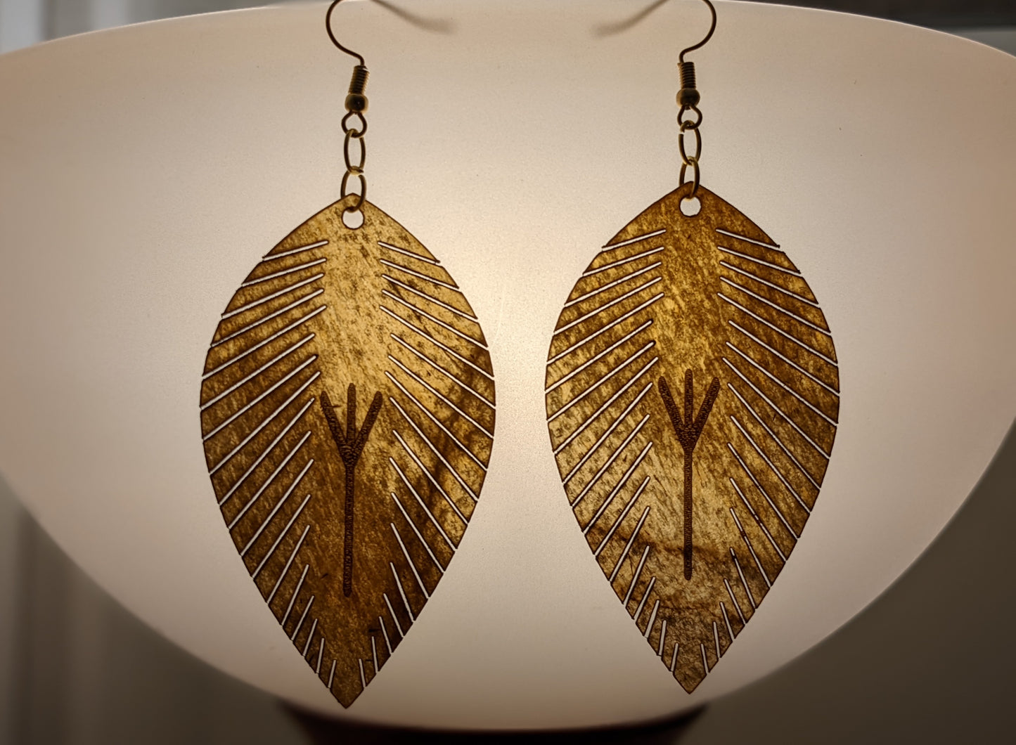 Bear Hide Feather Earrings | Algiz Leather Earrings