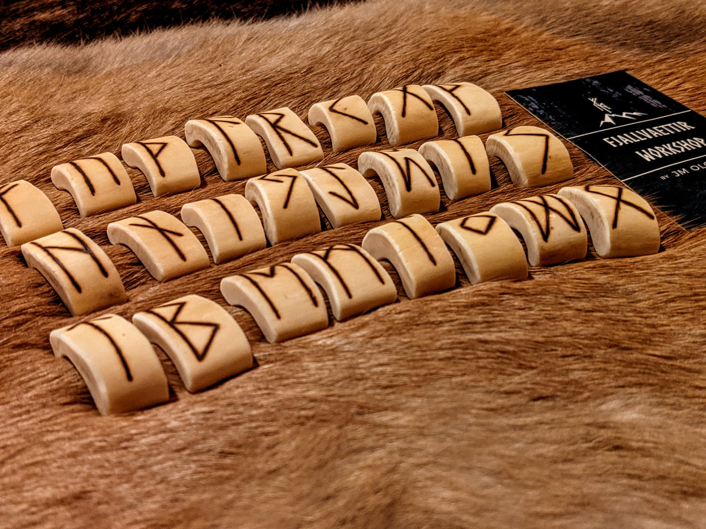 Elk Bone Runes | 24 Hand Cut & Burned Elder Futhark Runes