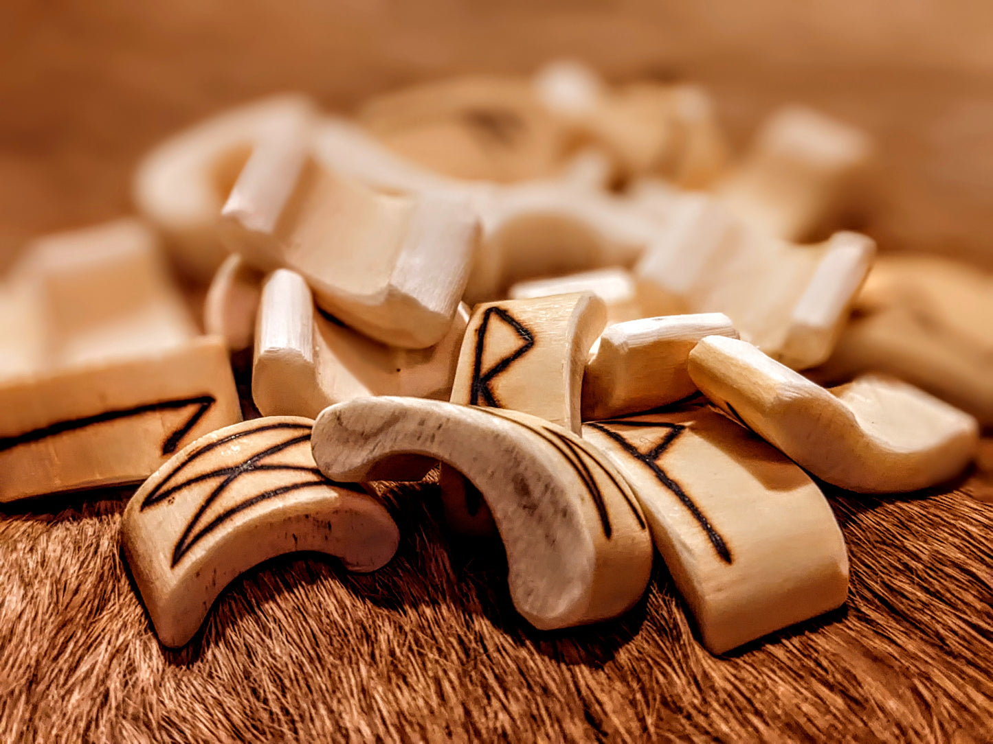 Elk Bone Runes | 24 Hand Cut & Burned Elder Futhark Runes