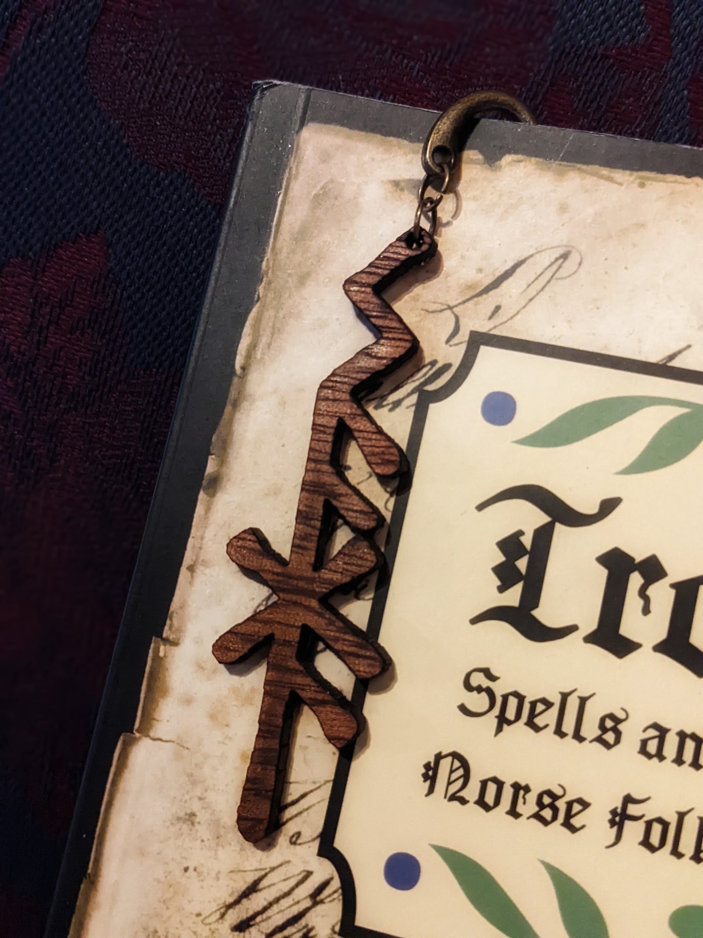 Saga Bindrune Mahogany & Metal Bookmark | Norse Pagan | Bookworm Gift
