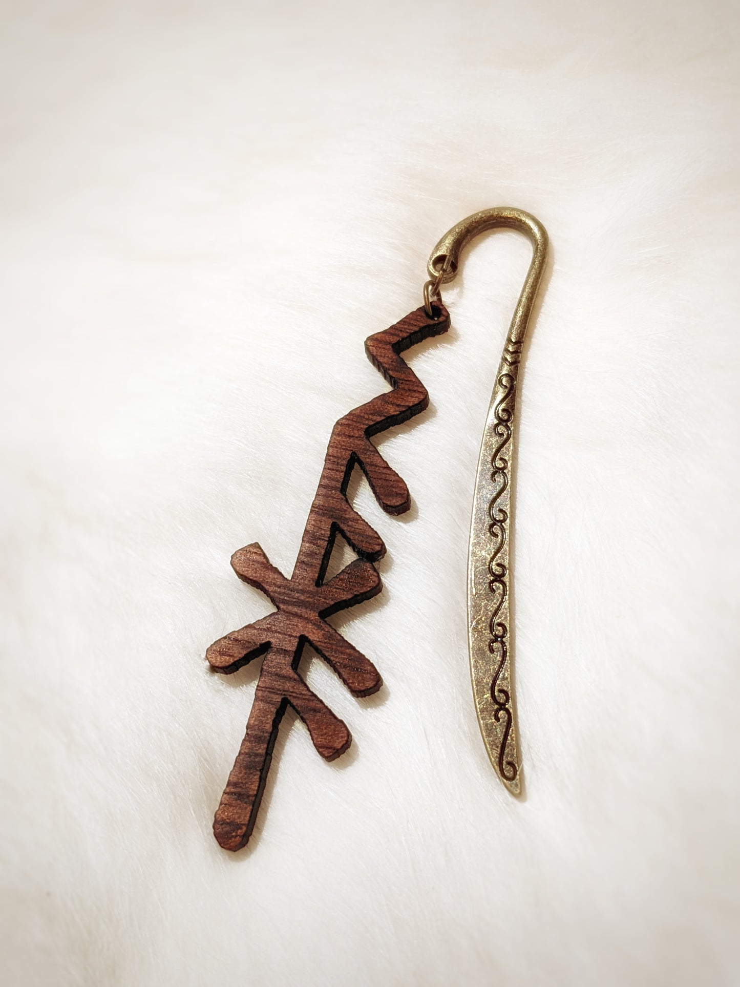 Saga Bindrune Mahogany & Metal Bookmark | Norse Pagan | Bookworm Gift