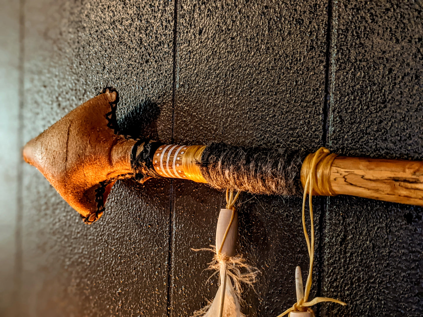 Bear Hide Arrow-Head Ceremonial/Ritual Rattle | Pagan Shaman Functional Art