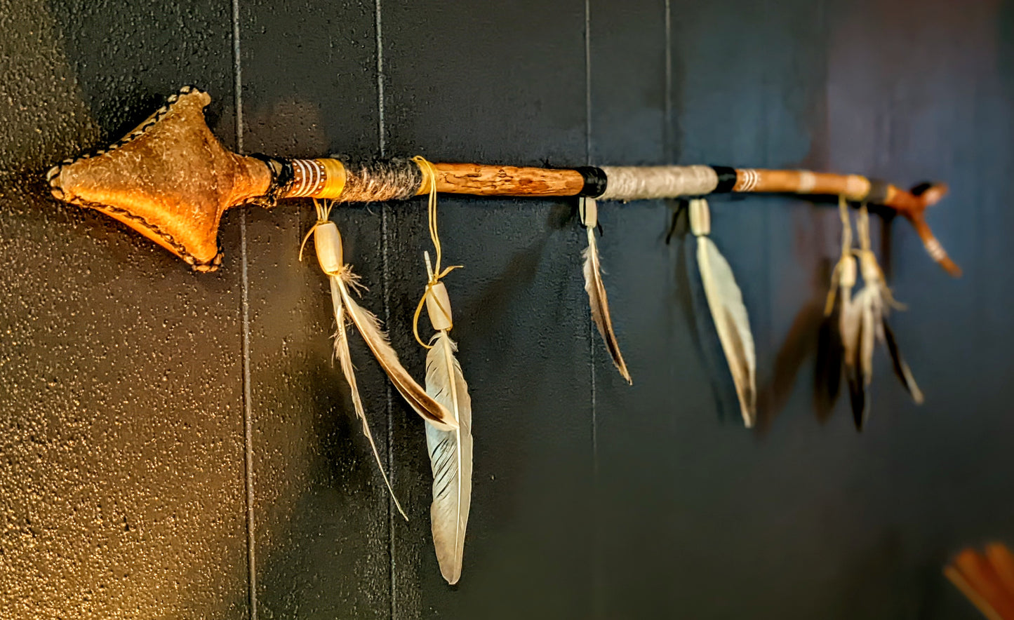 Bear Hide Arrow-Head Ceremonial/Ritual Rattle | Pagan Shaman Functional Art