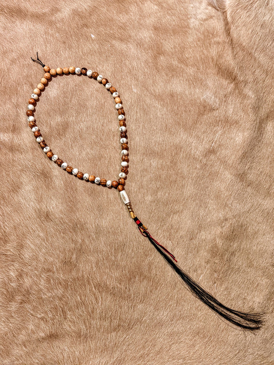 Runic Meditation Beads | Bone Wood Brass & Horse Hair