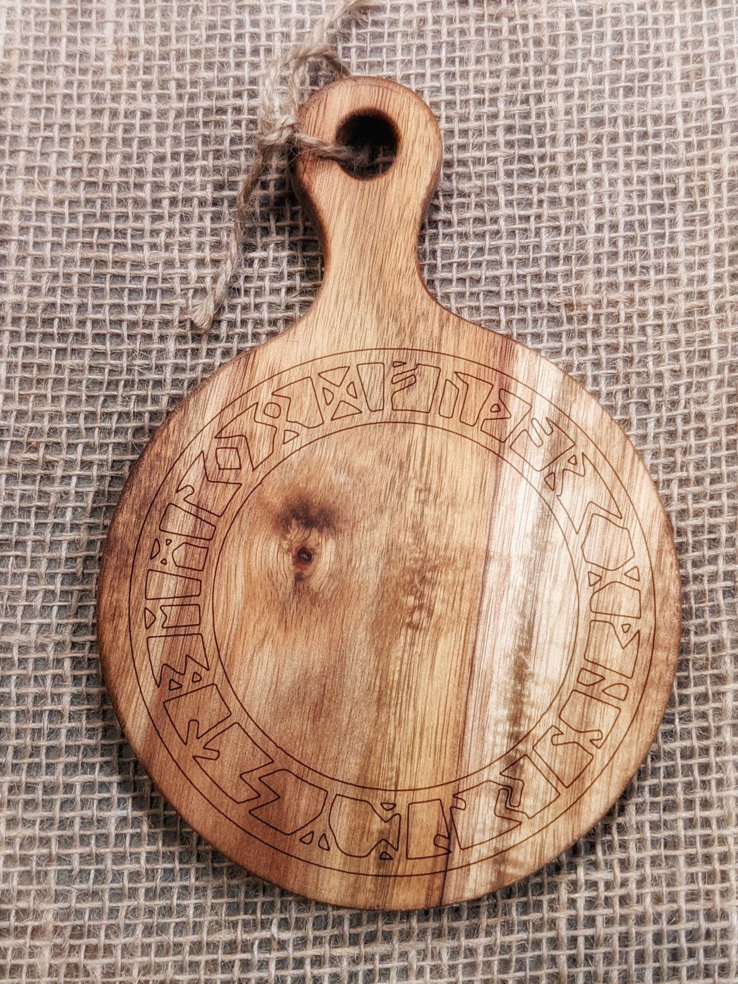 7 Inch Circle Acacia Wood Cutting Board | Elder Futhark Runes