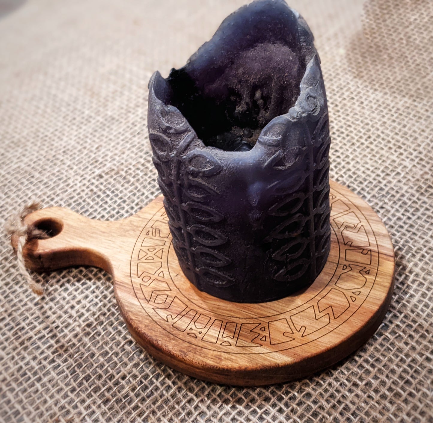 7 Inch Circle Acacia Wood Cutting Board | Elder Futhark Runes