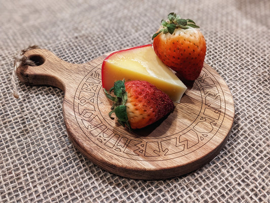 7 Inch Circle Acacia Wood Cutting Board | Elder Futhark Runes