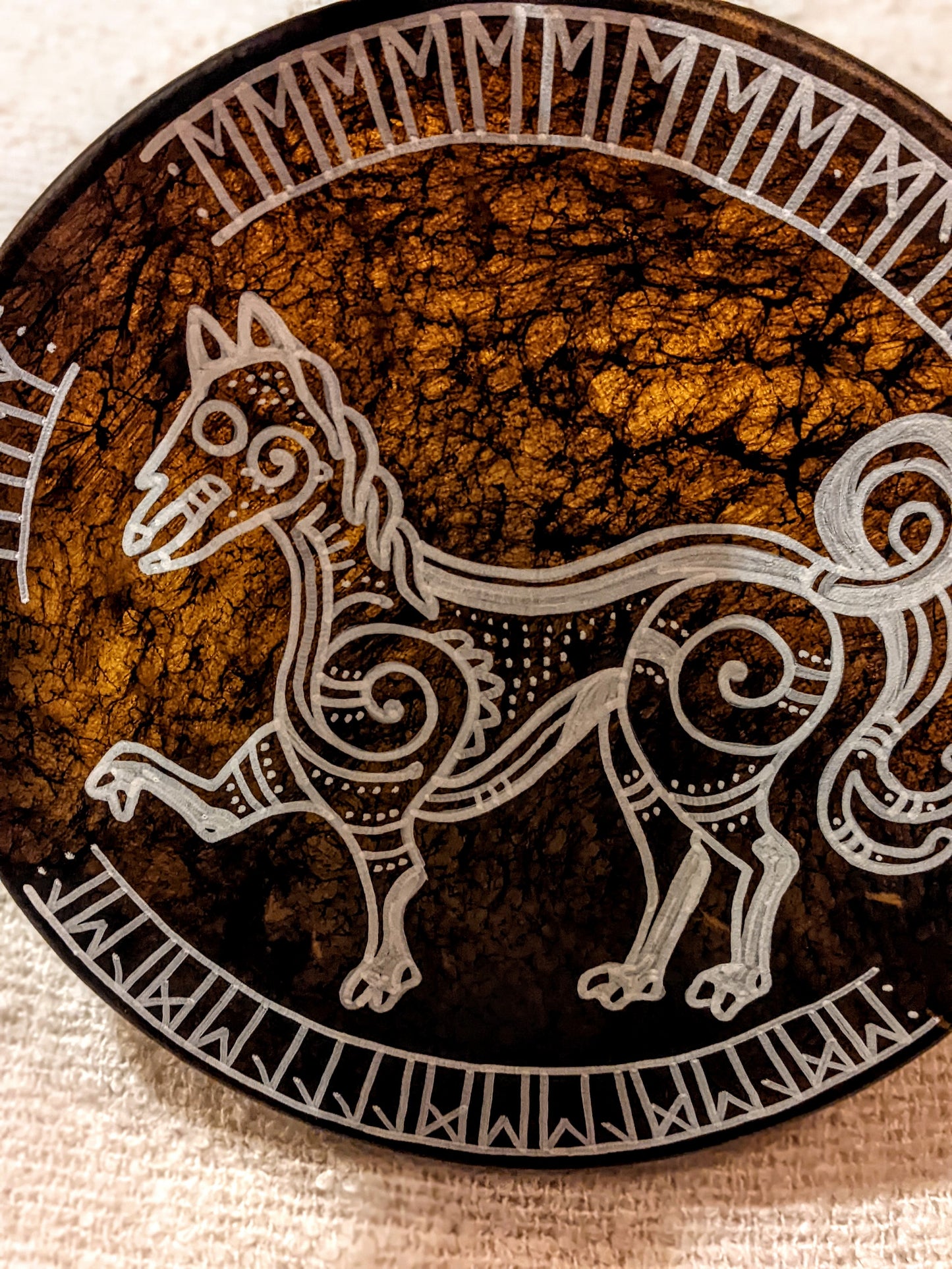 12" Horse Hide Bäckahästen Drum | Horse Hide Drum | Elder Futhark Rune Drum