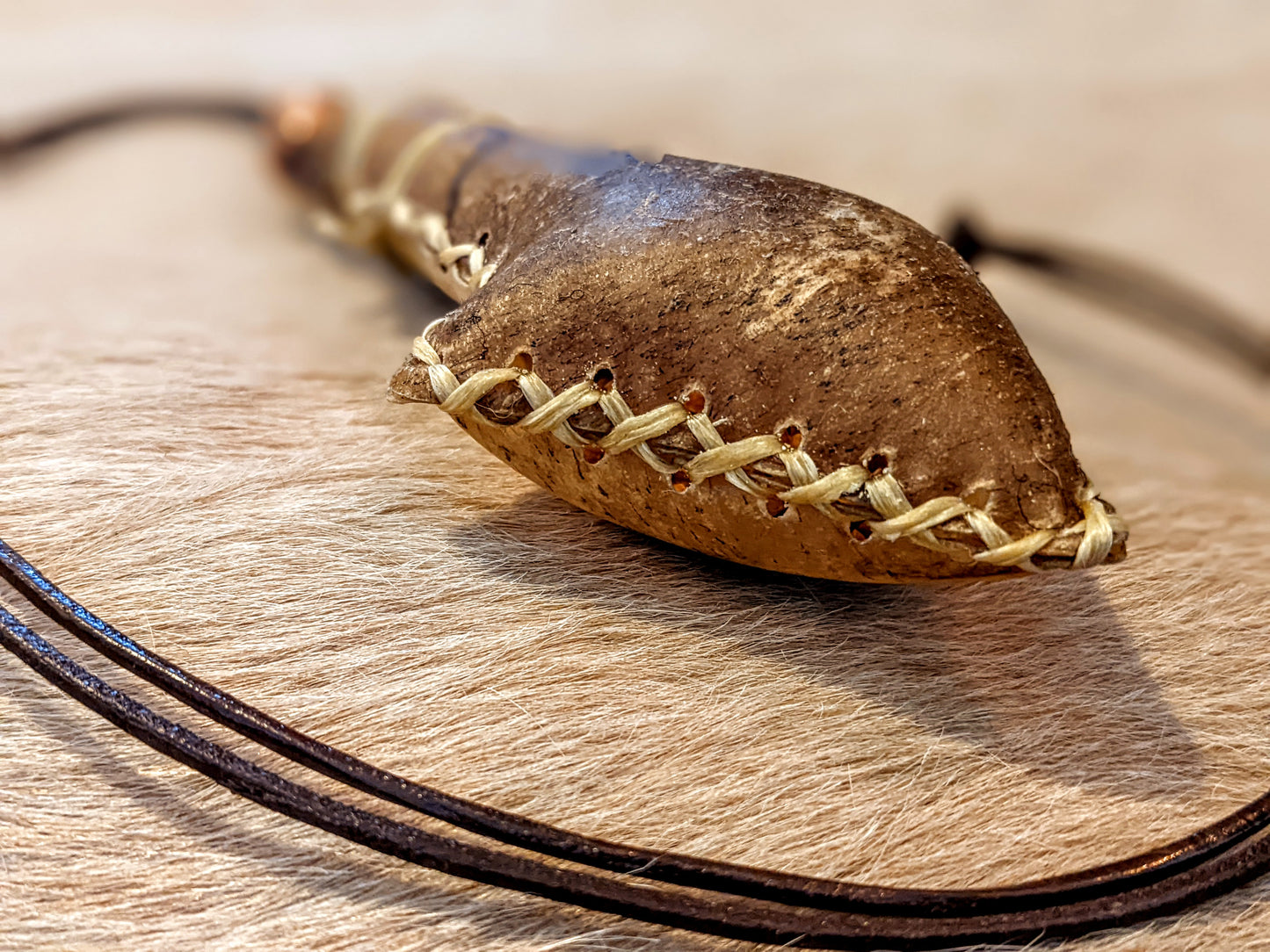 Arrowhead Gungnir Bear Hide Rattle Necklace