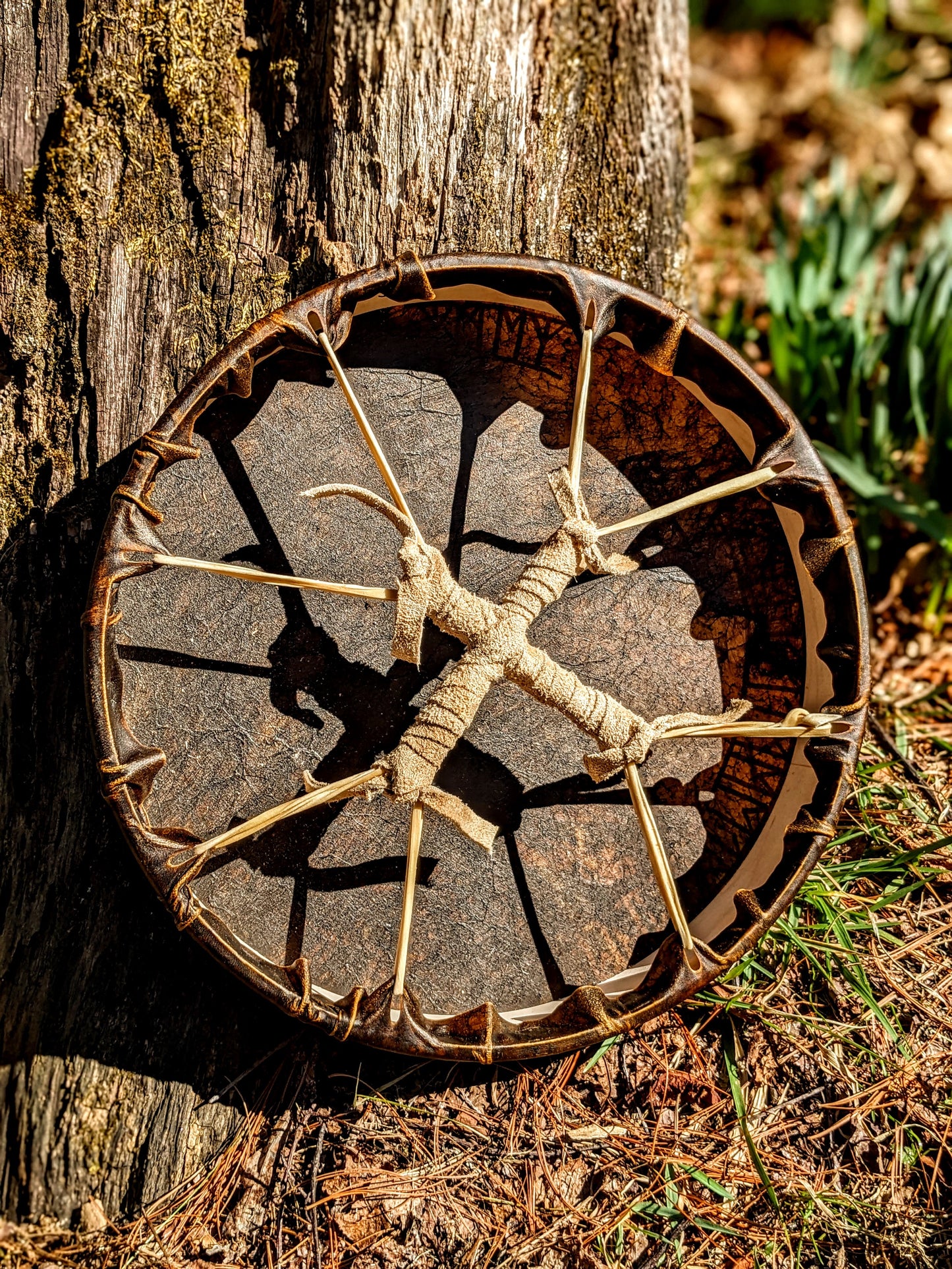12" Horse Hide Bäckahästen Drum | Horse Hide Drum | Elder Futhark Rune Drum